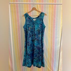 Very Vineyard beachy blue floral tie dye sun dress, size S